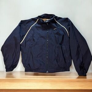 Vintage Reebok Windbreaker Navy Blue Full Zip Track Jacket 90s Y2K Retro Mens M